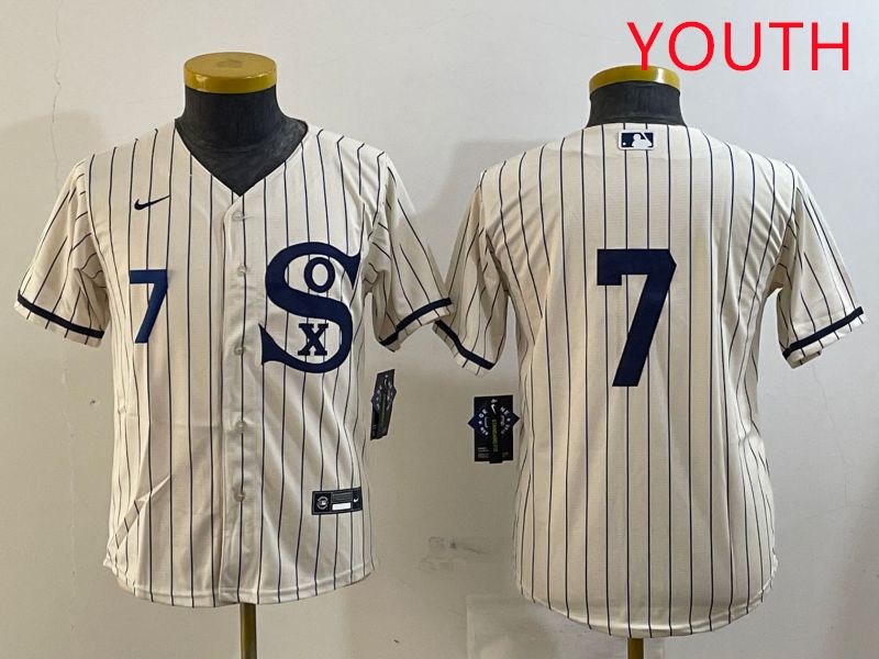 Youth Chicago White Sox #7 No Name Cream Stripe Dream Edition Game 2025 Nike MLB Jersey style 5